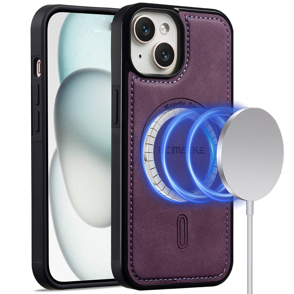 LC.IMEEKE L6 For iPhone 13 mini / 12 mini Case PU Leather Coated PC TPU Phone Cover Compatible with MagSafe - Purple