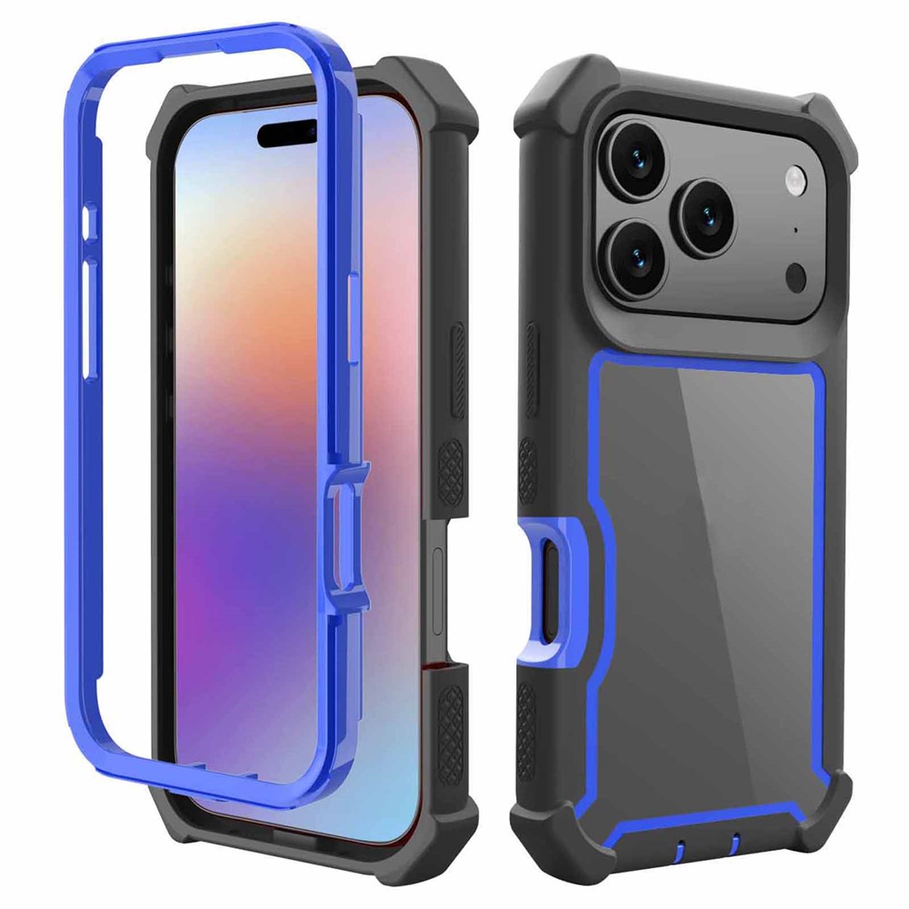 For iPhone 17 Pro Case Reinforced Corner Design TPU + PC Shockproof Phone Cover - Black  /  Blue