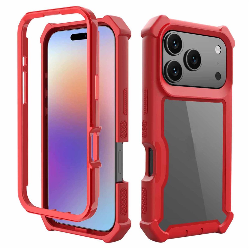 For iPhone 17 Pro Case Reinforced Corner Design TPU + PC Shockproof Phone Cover - Red