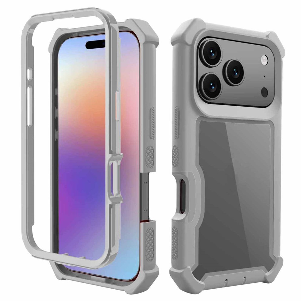 For iPhone 17 Pro Case Reinforced Corner Design TPU + PC Shockproof Phone Cover - Grey