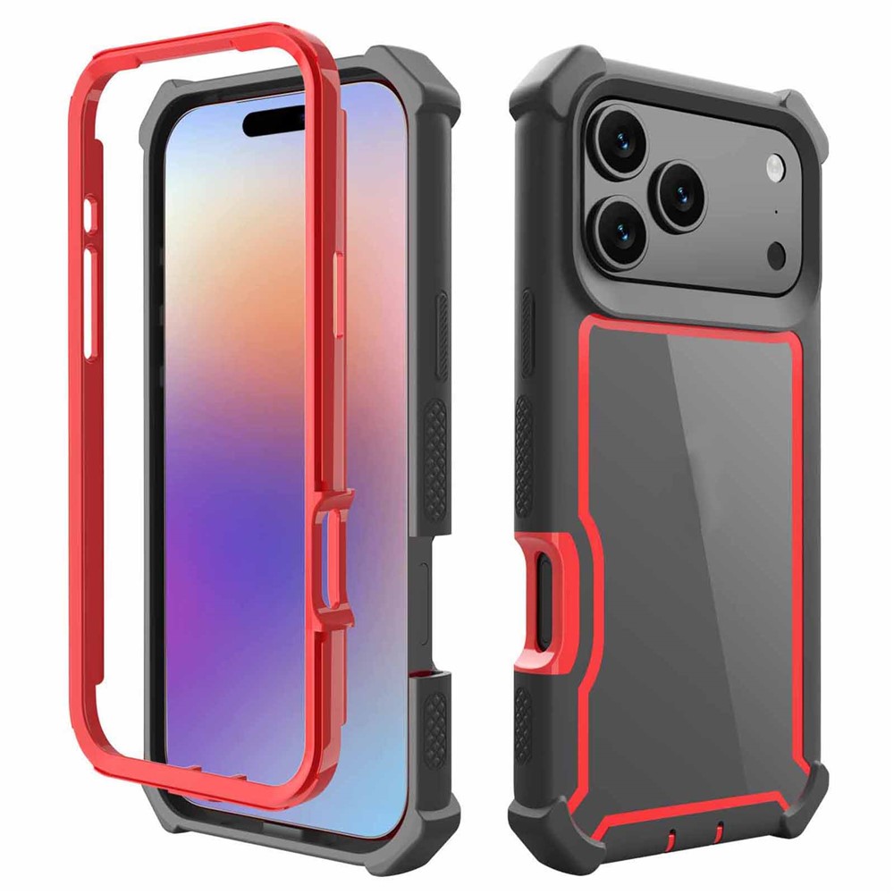 For iPhone 17 Pro Max Case Reinforced Corner Design TPU + PC Shockproof Phone Cover - Black  /  Red