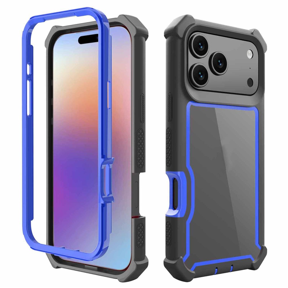 For iPhone 17 Pro Max Case Reinforced Corner Design TPU + PC Shockproof Phone Cover - Black  /  Blue