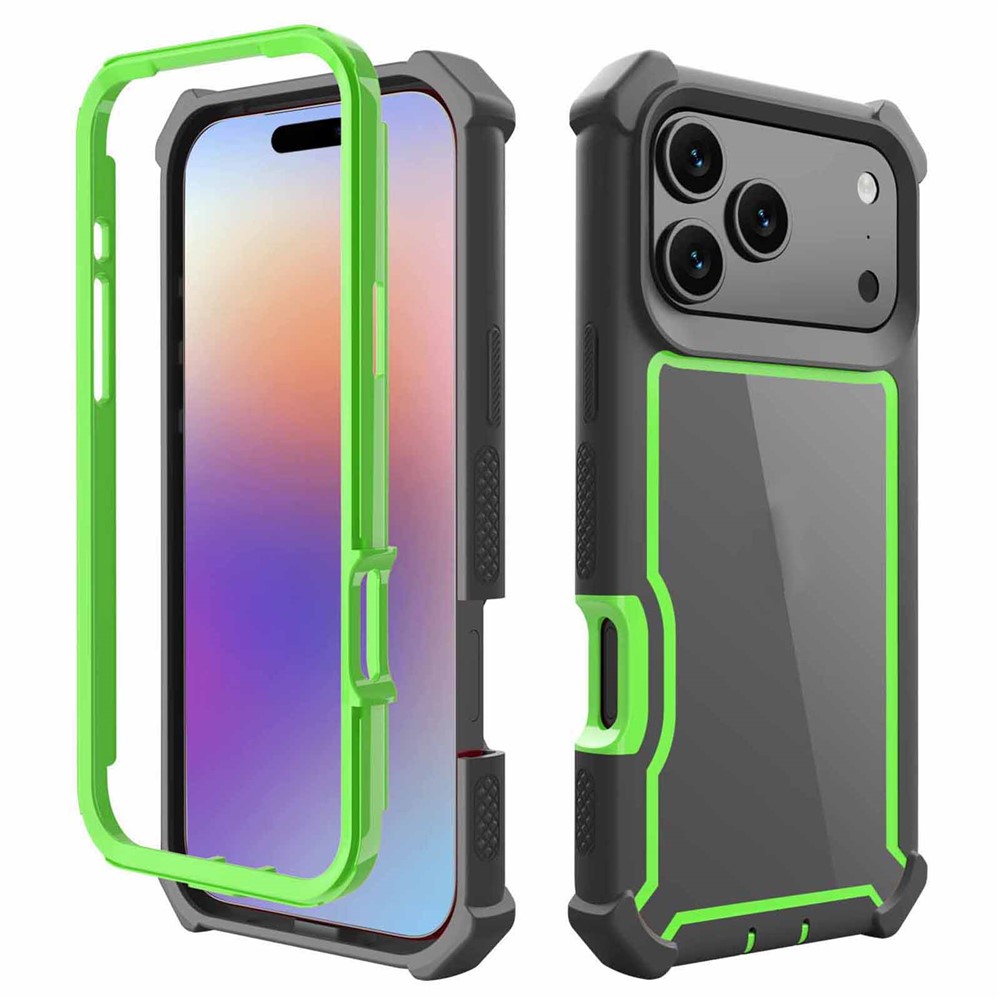 For iPhone 17 Pro Max Case Reinforced Corner Design TPU + PC Shockproof Phone Cover - Black  /  Green
