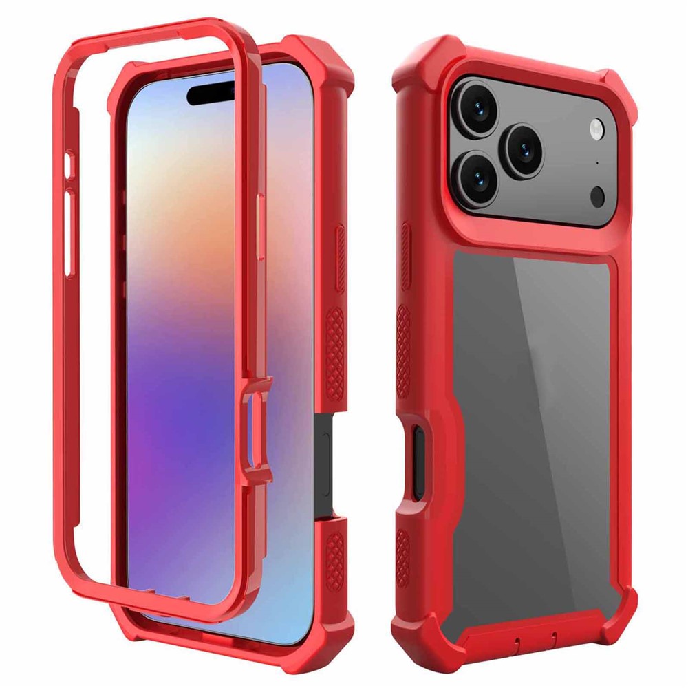 For iPhone 17 Pro Max Case Reinforced Corner Design TPU + PC Shockproof Phone Cover - Red