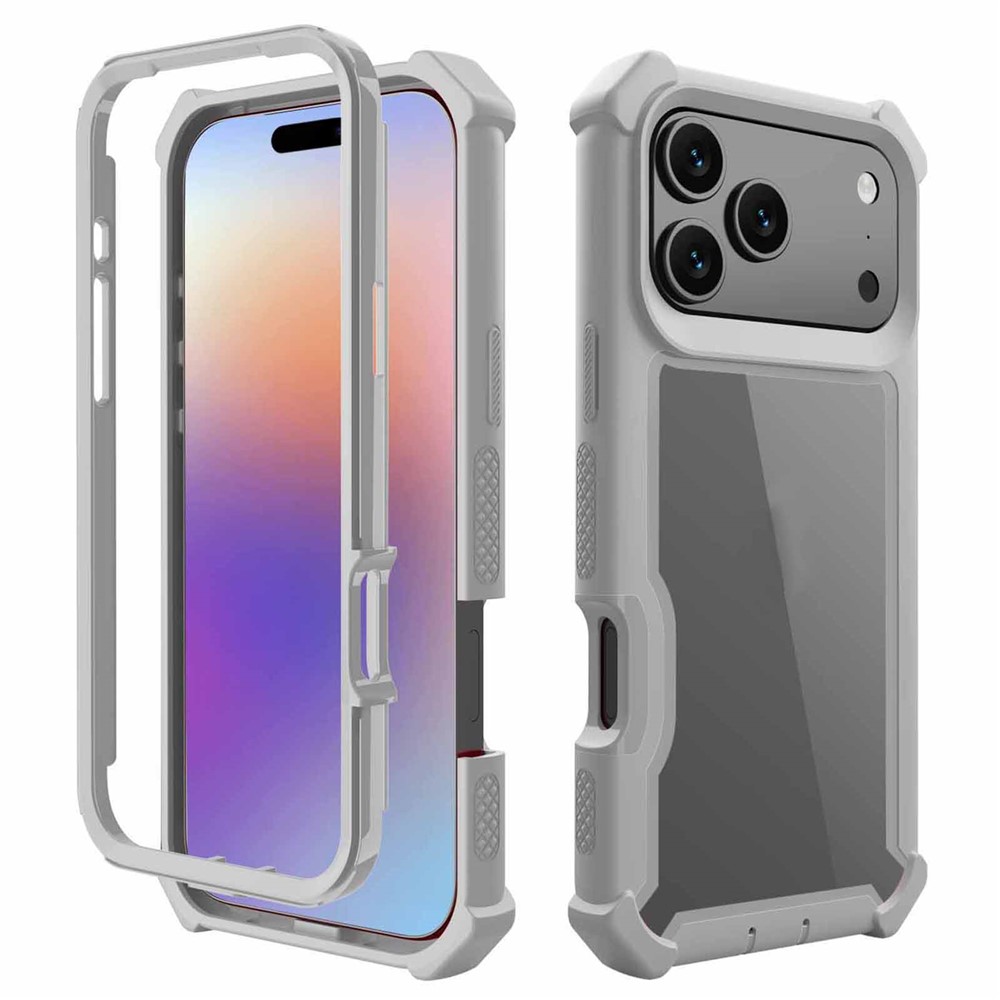 For iPhone 17 Pro Max Case Reinforced Corner Design TPU + PC Shockproof Phone Cover - Grey