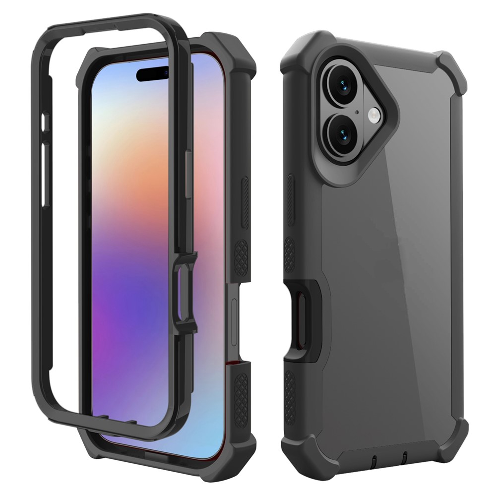 For iPhone 17 Case Reinforced Corner Design TPU + PC Shockproof Phone Cover - Black