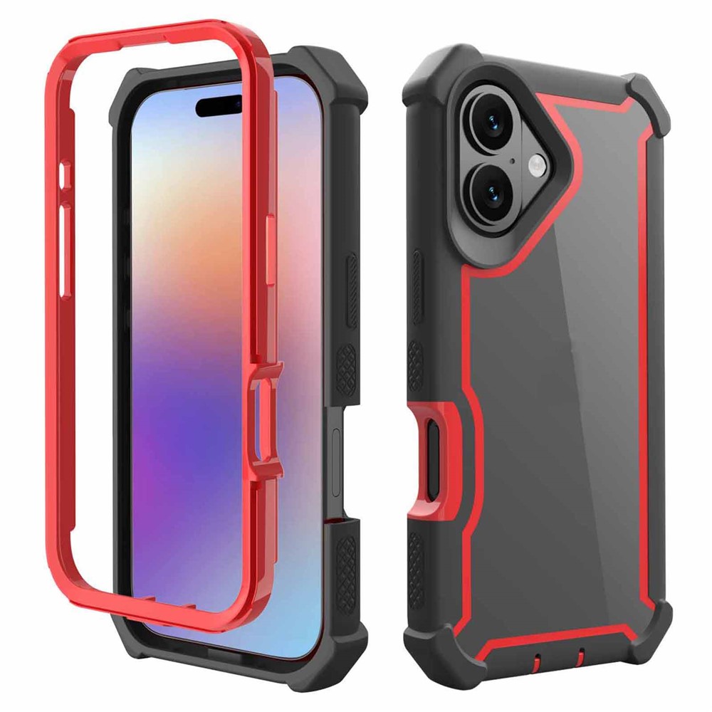 For iPhone 17 Case Reinforced Corner Design TPU + PC Shockproof Phone Cover - Black  /  Red