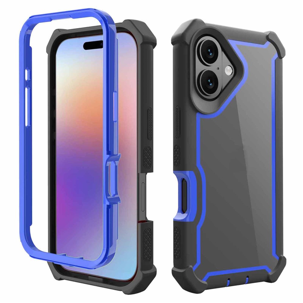For iPhone 17 Case Reinforced Corner Design TPU + PC Shockproof Phone Cover - Black  /  Blue
