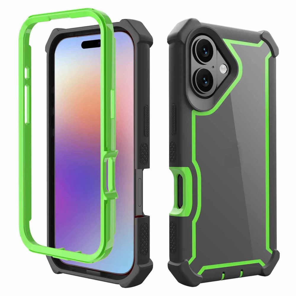 For iPhone 17 Case Reinforced Corner Design TPU + PC Shockproof Phone Cover - Black  /  Green