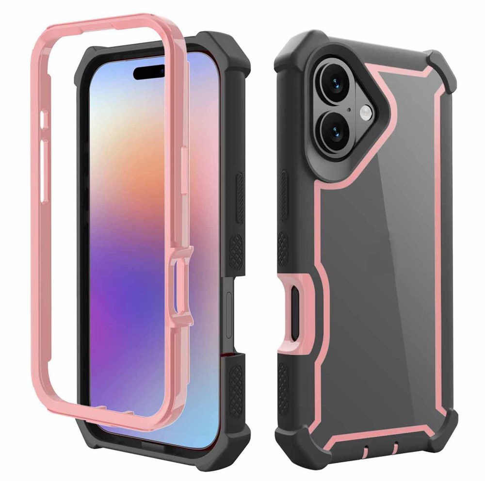 For iPhone 17 Case Reinforced Corner Design TPU + PC Shockproof Phone Cover - Black / Rose Gold