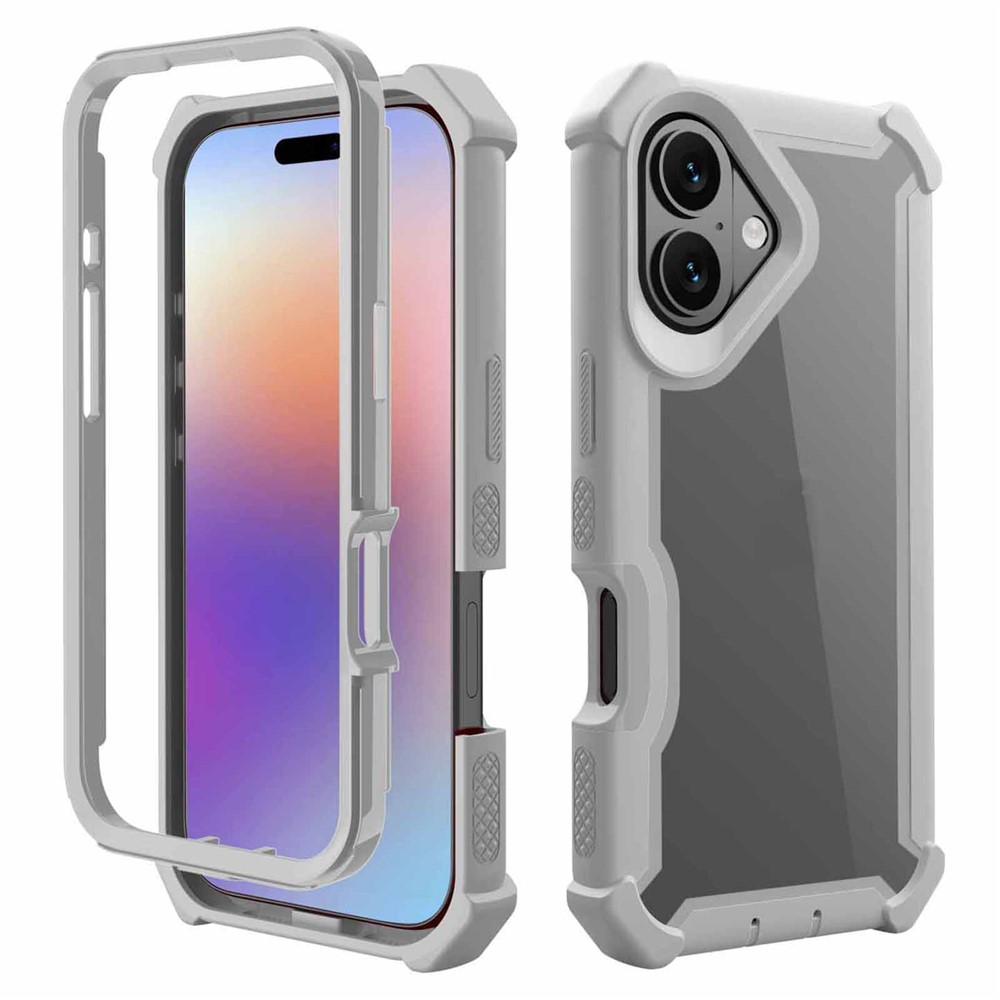 For iPhone 17 Case Reinforced Corner Design TPU + PC Shockproof Phone Cover - Grey
