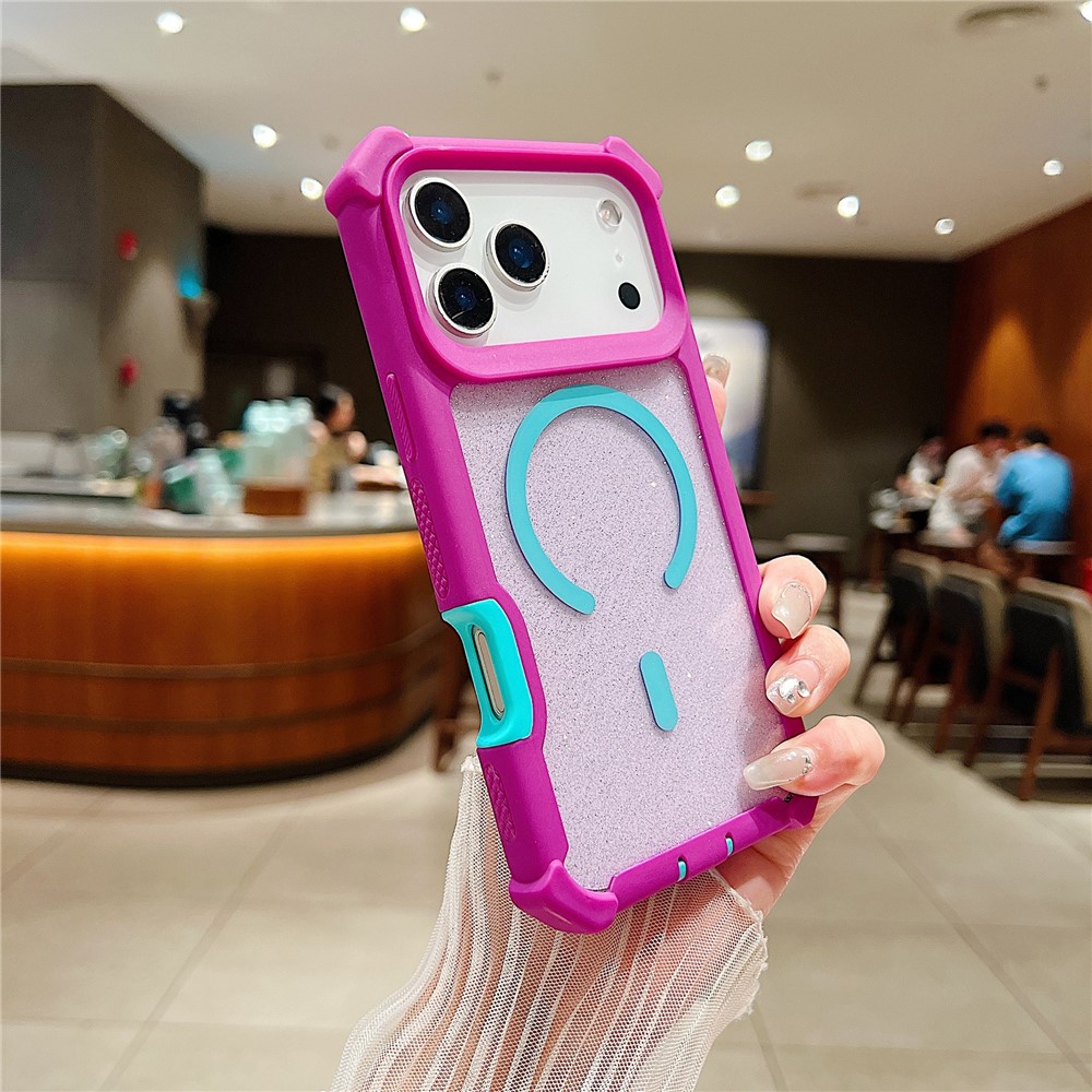 For iPhone 17 Pro Max Case Compatible with MagSafe Thickened TPU + PC Glitter Phone Cover - Rose