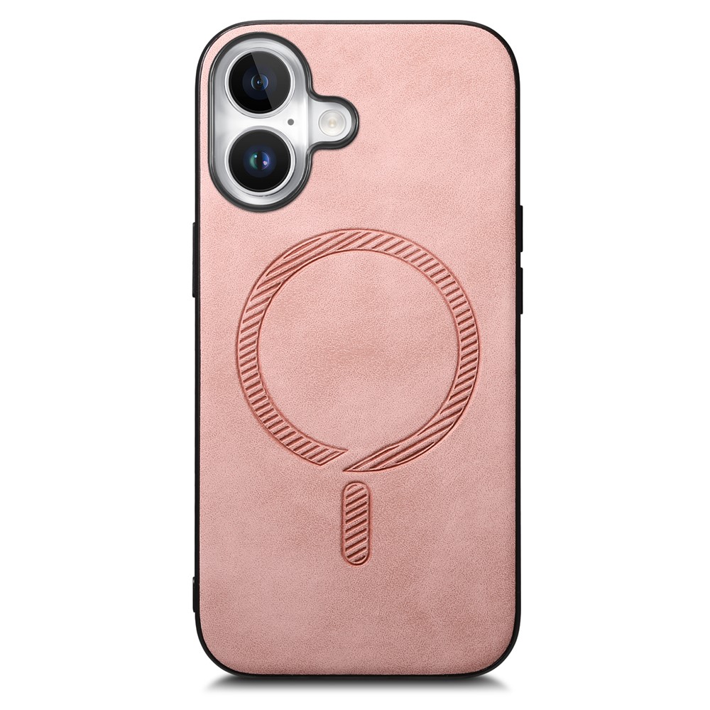For iPhone 17 Leather Back Case Compatible with MagSafe Skin-touch Phone Cover - Pink