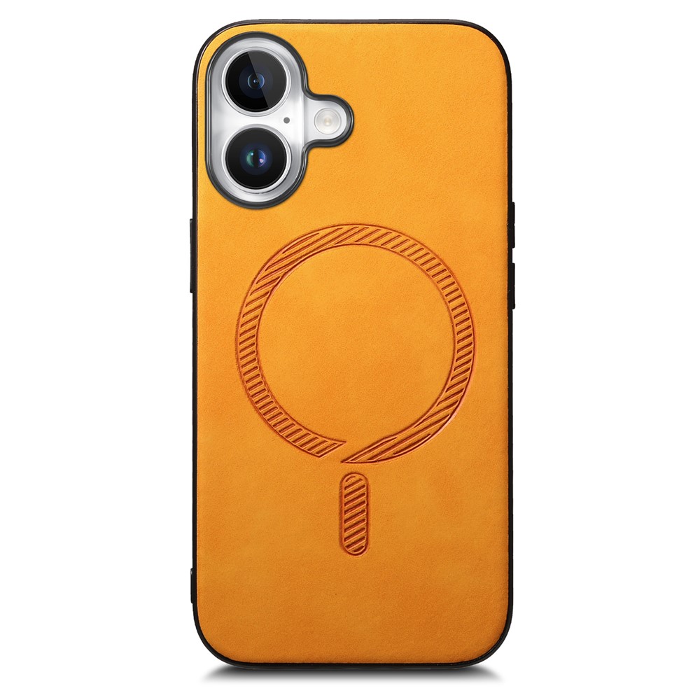For iPhone 17 Leather Back Case Compatible with MagSafe Skin-touch Phone Cover - Yellow