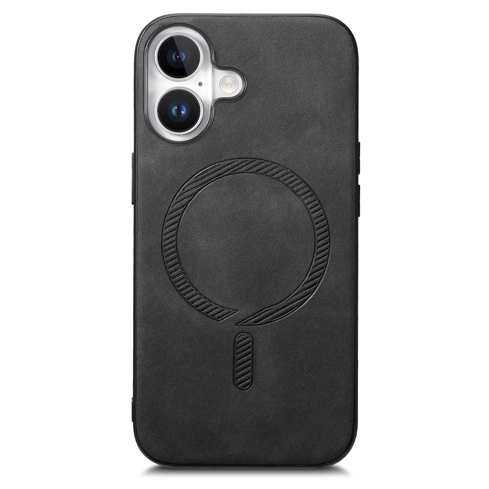 For iPhone 17 Leather Back Case Compatible with MagSafe Skin-touch Phone Cover - Black