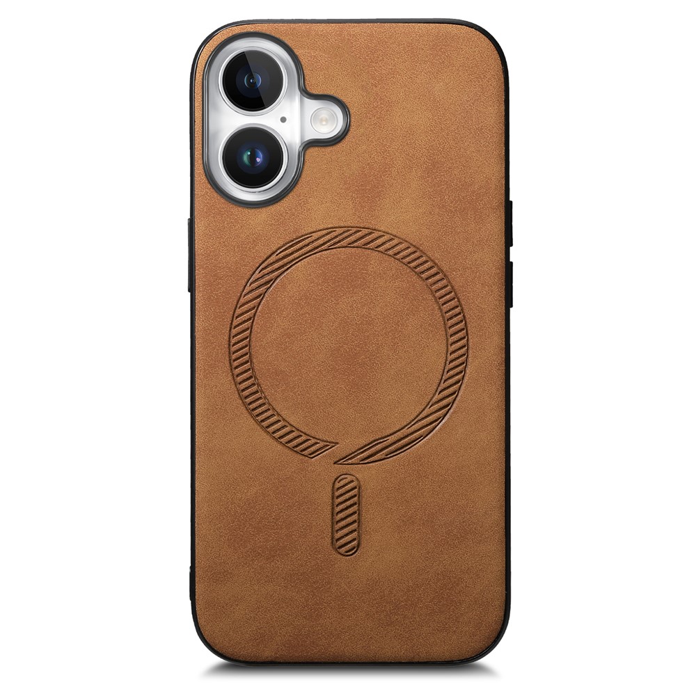 For iPhone 17 Leather Back Case Compatible with MagSafe Skin-touch Phone Cover - Brown