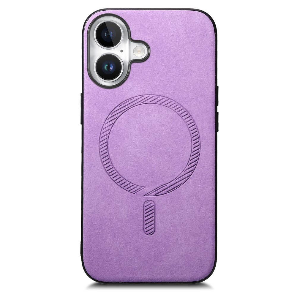 For iPhone 17 Leather Back Case Compatible with MagSafe Skin-touch Phone Cover - Purple