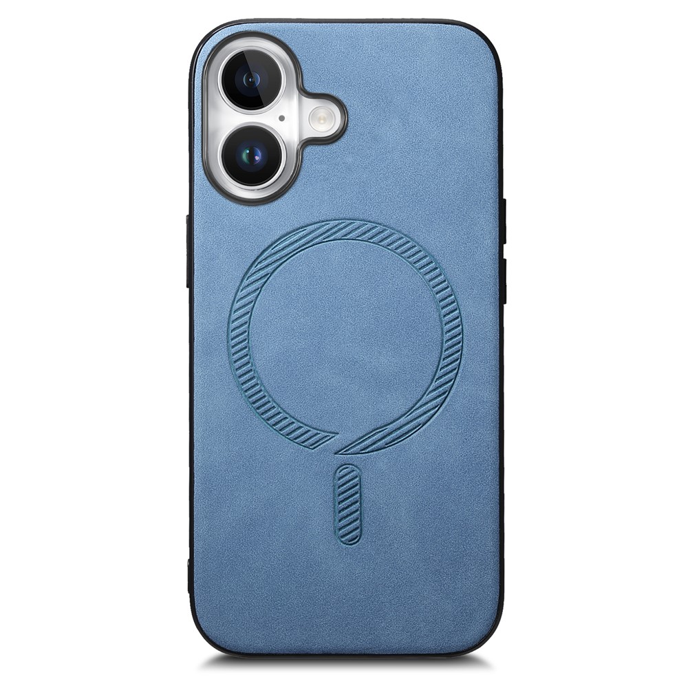 For iPhone 17 Leather Back Case Compatible with MagSafe Skin-touch Phone Cover - Blue