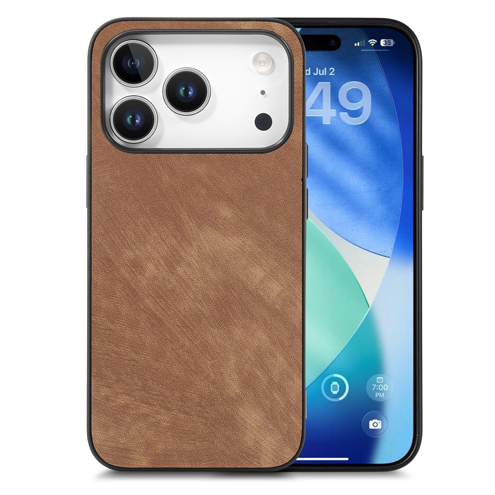 For iPhone 17 Pro Max Case Shockproof Slim Retro Leather Phone Back Cover - Brown