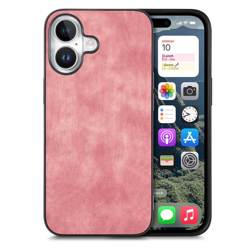 For iPhone 17 Case Shockproof Slim Retro Leather Phone Back Cover - Pink