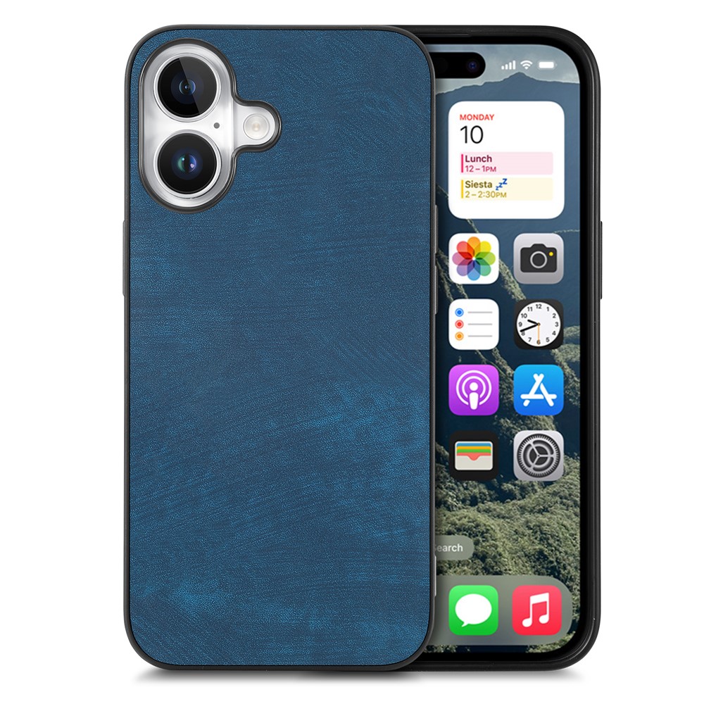 For iPhone 17 Case Shockproof Slim Retro Leather Phone Back Cover - Blue