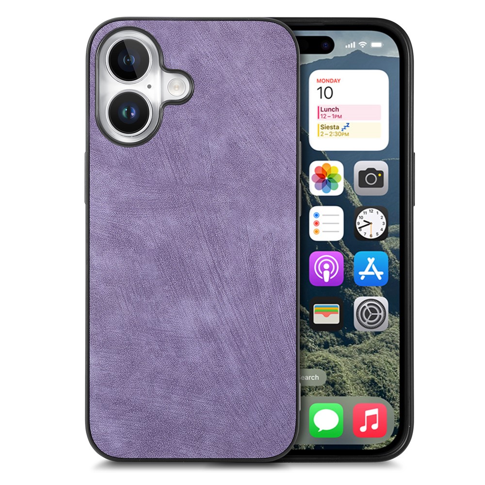 For iPhone 17 Case Shockproof Slim Retro Leather Phone Back Cover - Purple