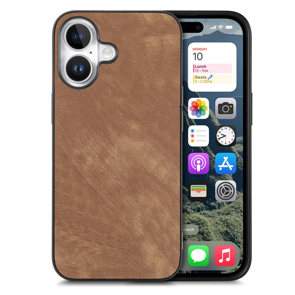 For iPhone 17 Case Shockproof Slim Retro Leather Phone Back Cover - Brown