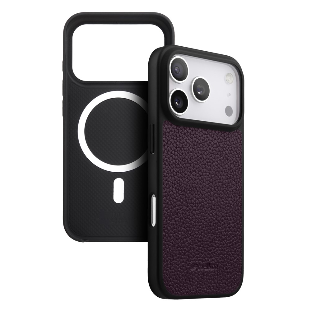 MELKCO For iPhone 17 Pro Max Case Compatible with MagSafe Ultra Thin Genuine Cow Leather + PC Phone Cover - Purple