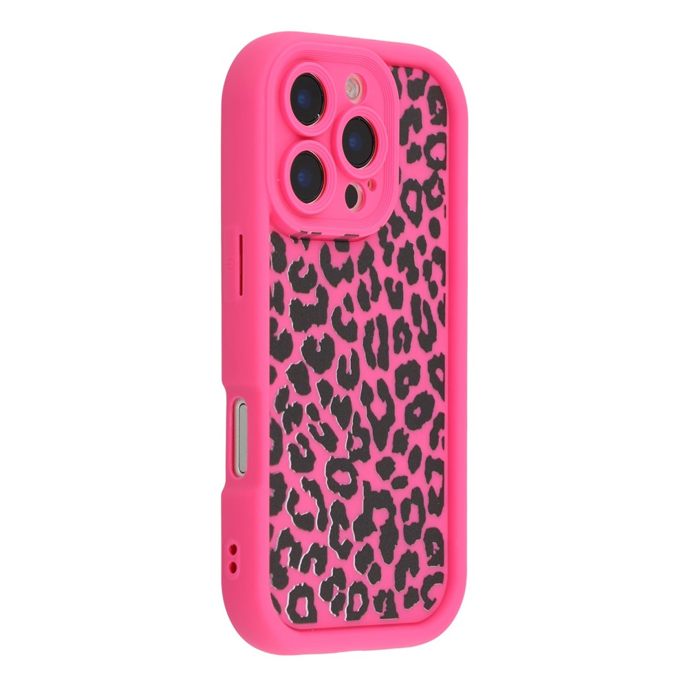 For iPhone 16 Pro Max Case Leopard Print TPU Shockproof Phone Cover - Rose Gold
