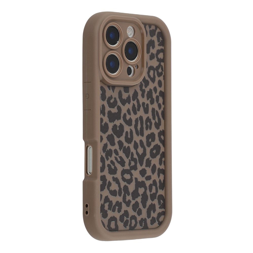 For iPhone 16 Pro Max Case Leopard Print TPU Shockproof Phone Cover - Coffee
