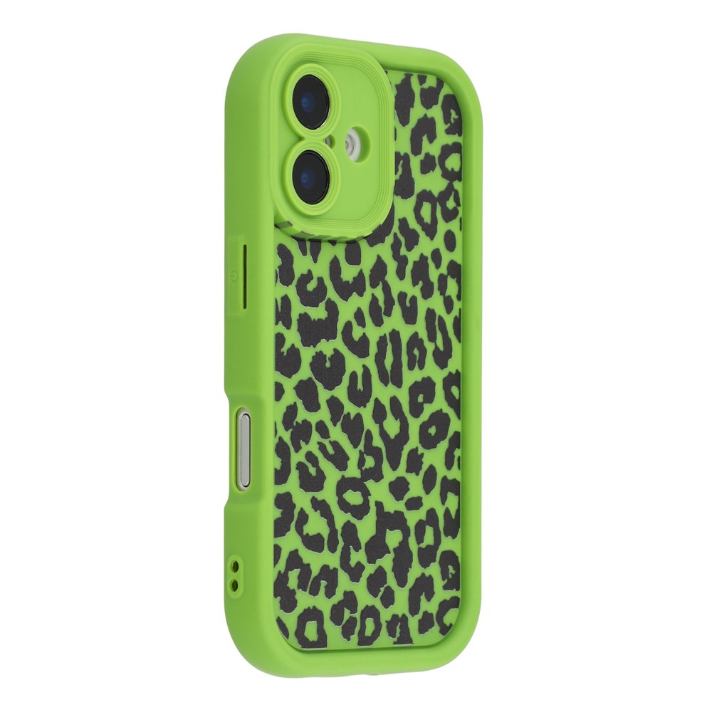 For iPhone 16 Case Leopard Print TPU Shockproof Phone Cover - Green