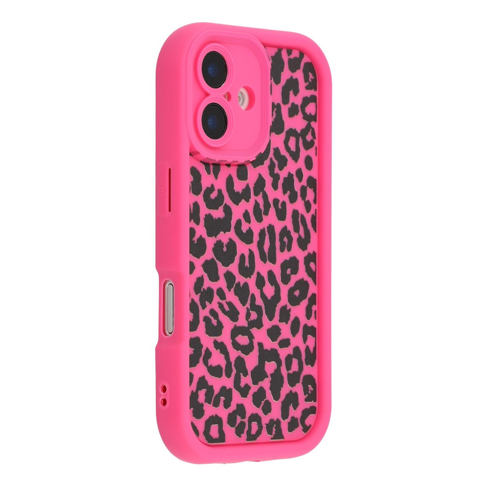 For iPhone 16 Plus Case Leopard Print TPU Shockproof Phone Cover - Rose