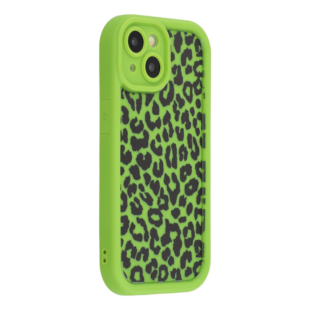 For iPhone 14 Case Leopard Print TPU Shockproof Phone Cover - Green