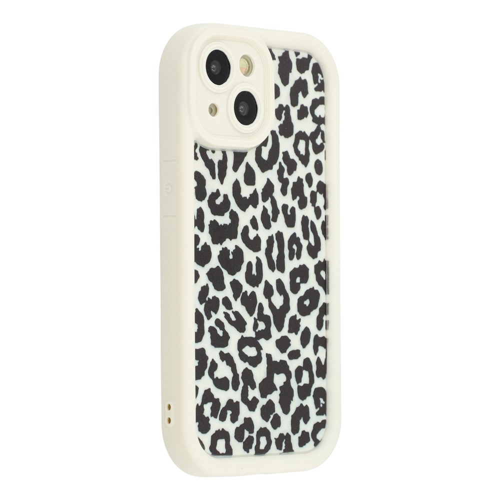 For iPhone 14 Case Leopard Print TPU Shockproof Phone Cover - White