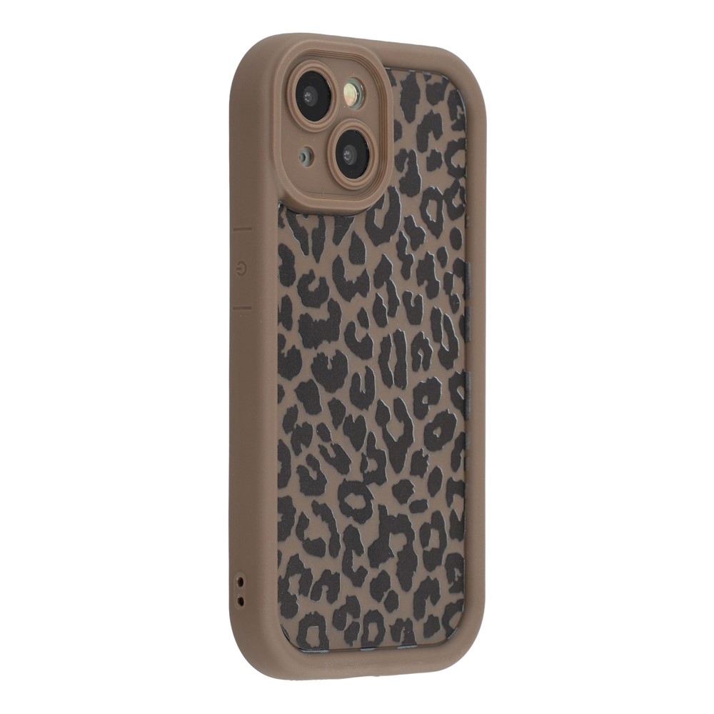For iPhone 14 Plus Case Leopard Print TPU Shockproof Phone Cover - Coffee