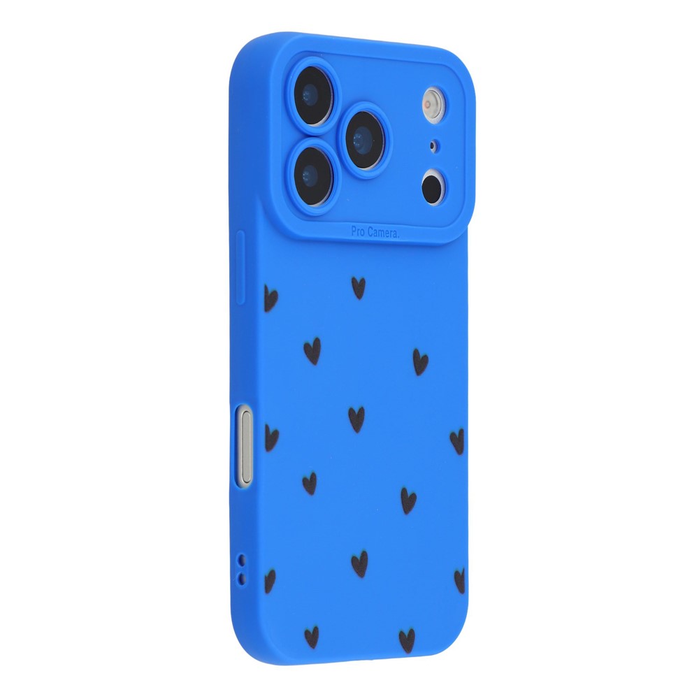 For iPhone 17 Pro Max Case Heart Pattern TPU Phone Back Cover - Blue / Black Hearts