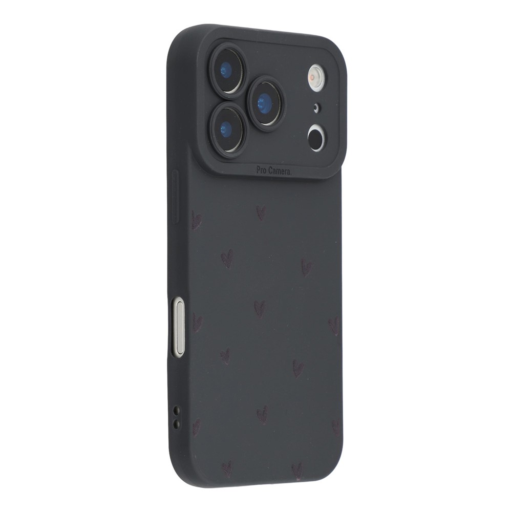 For iPhone 17 Pro Max Case Heart Pattern TPU Phone Back Cover - Black / Black Hearts