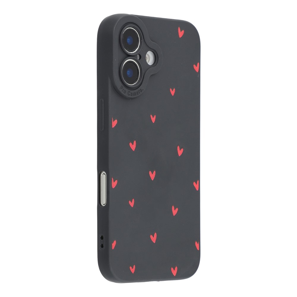 For iPhone 17 Case Heart Pattern TPU Phone Back Cover - Black / Red Hearts