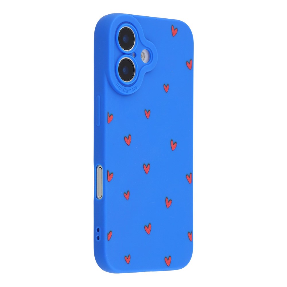 For iPhone 16 Plus Case Heart Pattern TPU Phone Back Cover - Blue / Red Hearts