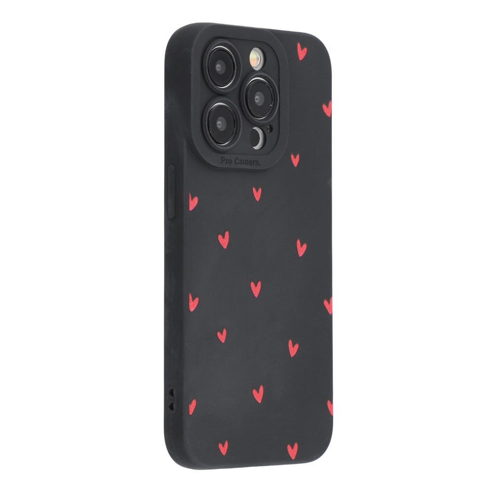 For iPhone 12 Pro Case Heart Pattern TPU Phone Back Cover - Black / Red Hearts