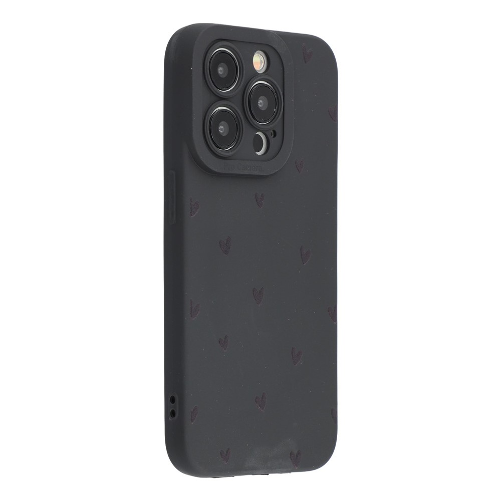For iPhone 12 Pro Case Heart Pattern TPU Phone Back Cover - Black / Black Hearts