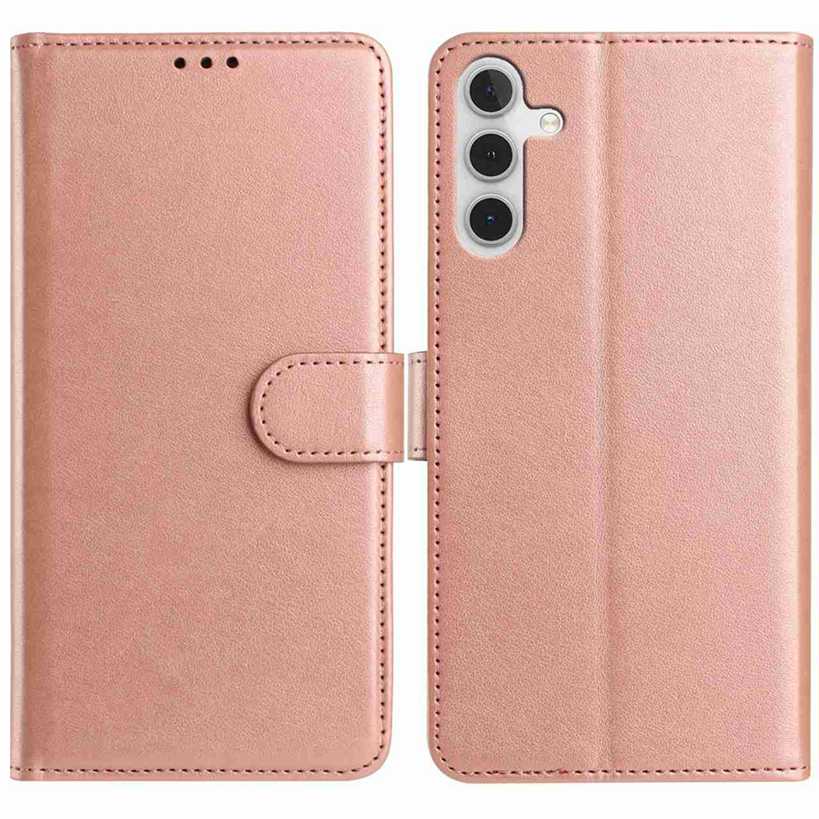 For Samsung Galaxy A05s 4G Wallet Phone Case Stand PU Leather Folio Flip Cover with 8 Card Slot - Rose Gold
