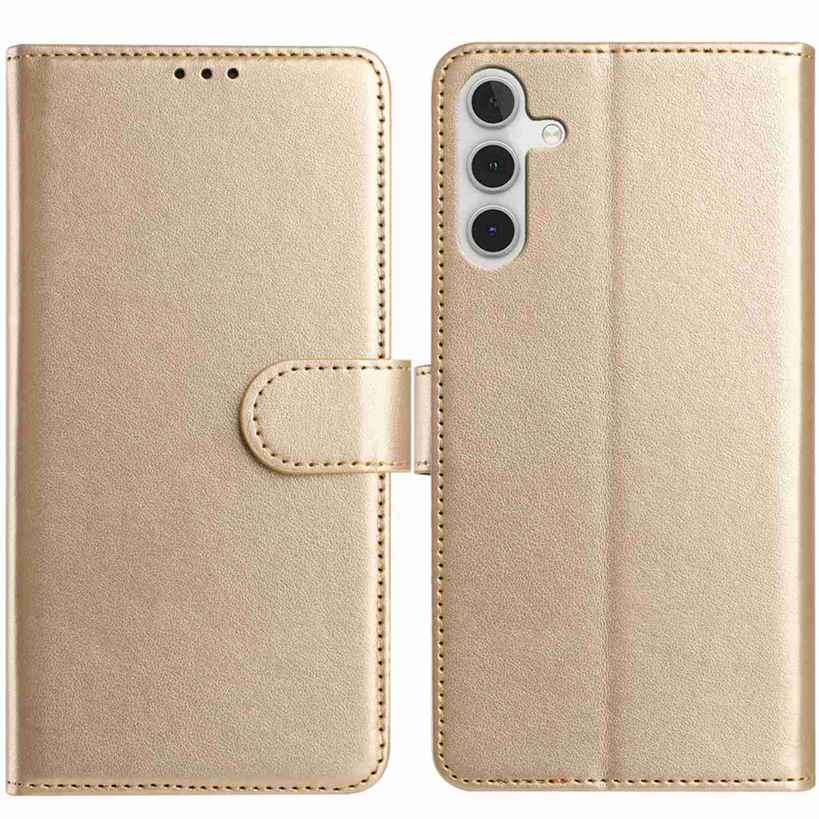 For Samsung Galaxy A05s 4G Wallet Phone Case Stand PU Leather Folio Flip Cover with 8 Card Slot - Gold