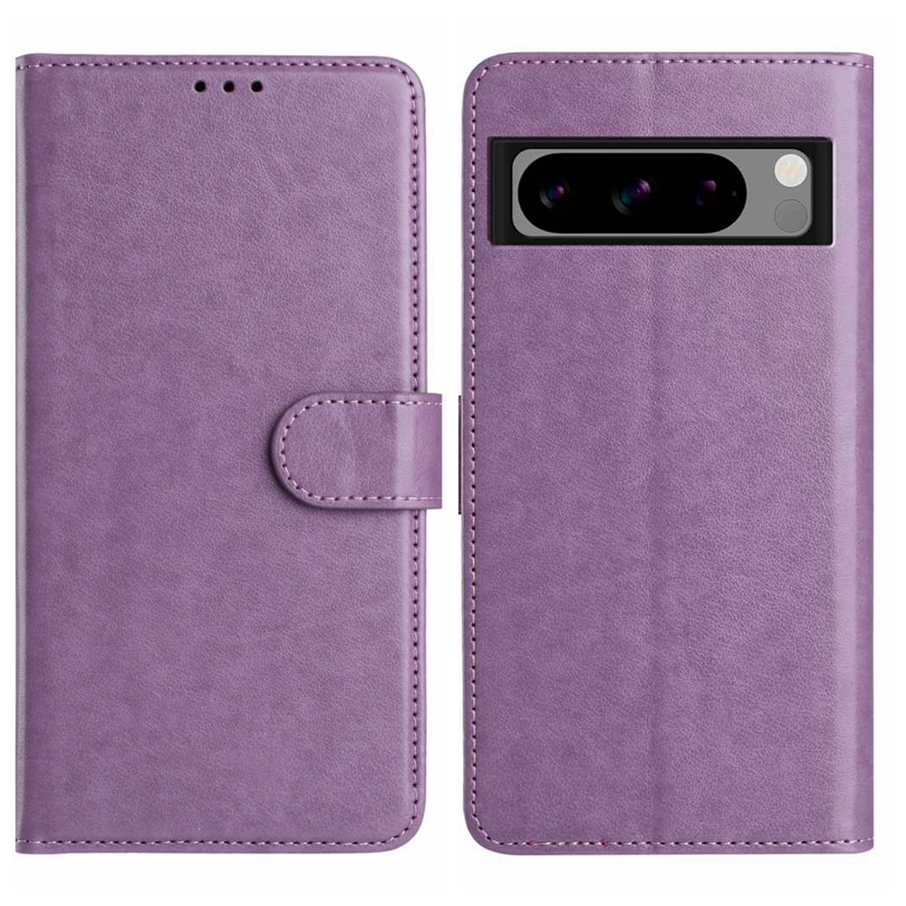 For Google Pixel 8 Pro Wallet Phone Case Stand PU Leather Folio Flip Cover with 8 Card Slot - Purple