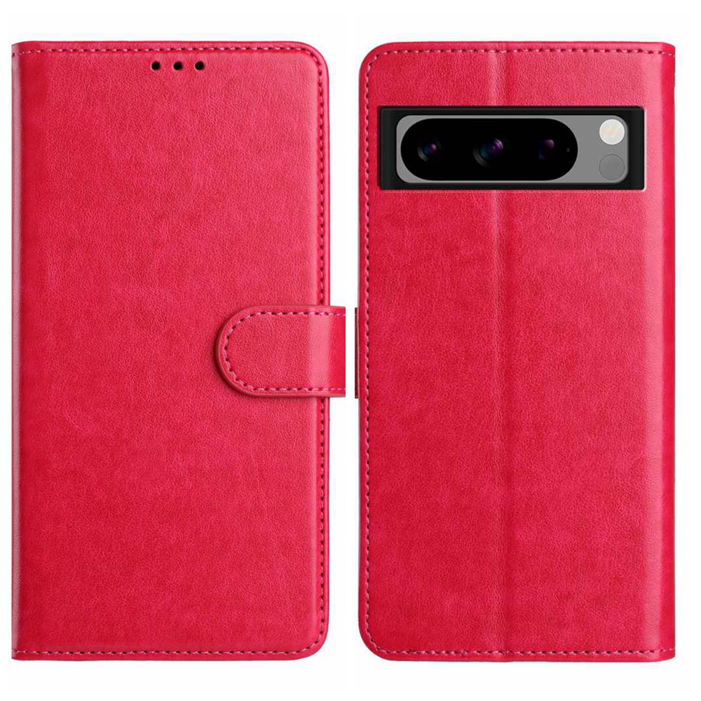 For Google Pixel 8 Pro Wallet Phone Case Stand PU Leather Folio Flip Cover with 8 Card Slot - Rose