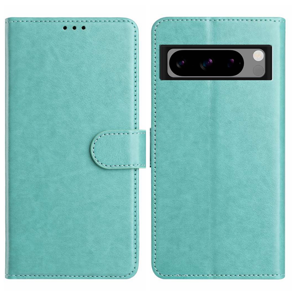 For Google Pixel 8 Pro Wallet Phone Case Stand PU Leather Folio Flip Cover with 8 Card Slot - Green