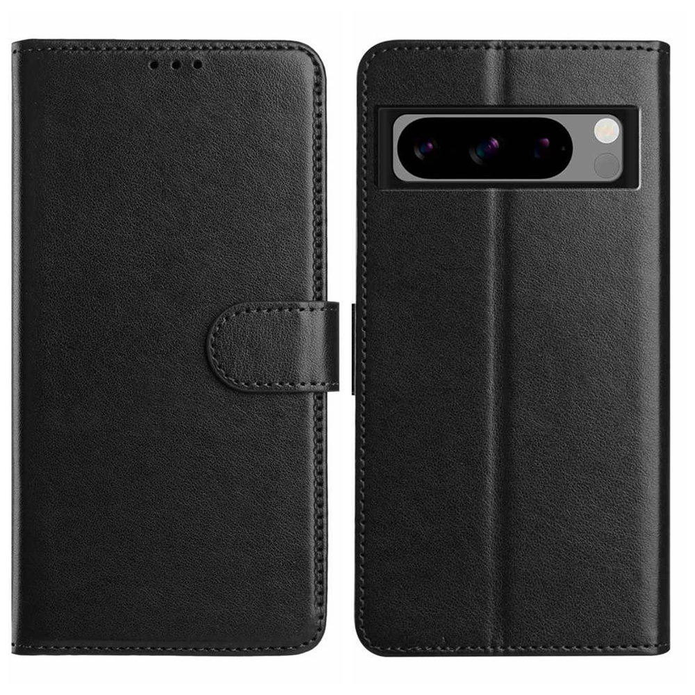 For Google Pixel 8 Pro Wallet Phone Case Stand PU Leather Folio Flip Cover with 8 Card Slot - Black