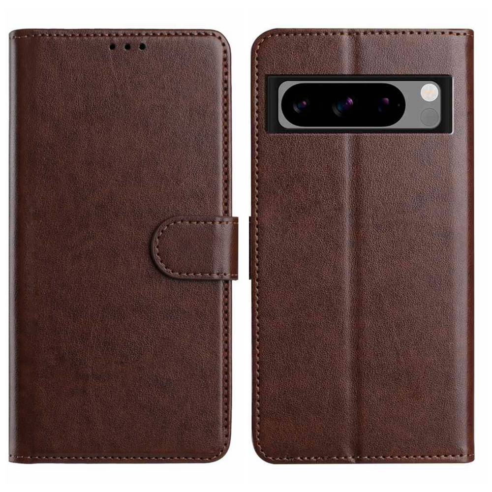 For Google Pixel 8 Pro Wallet Phone Case Stand PU Leather Folio Flip Cover with 8 Card Slot - Coffee