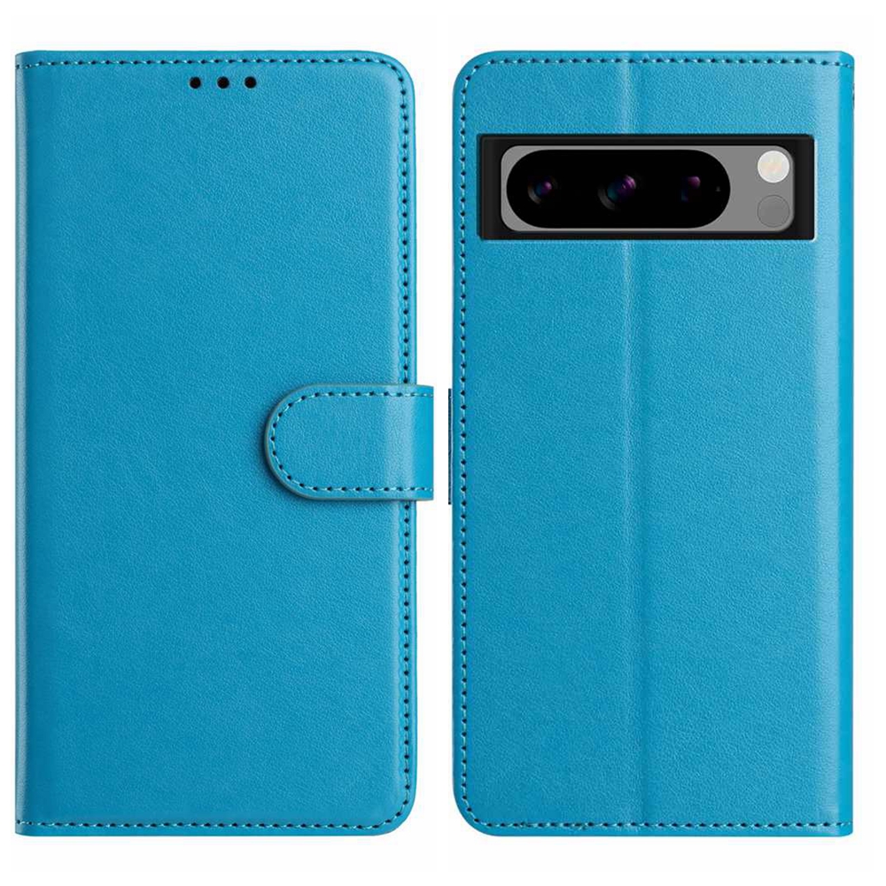 For Google Pixel 8 Pro Wallet Phone Case Stand PU Leather Folio Flip Cover with 8 Card Slot - Sky Blue