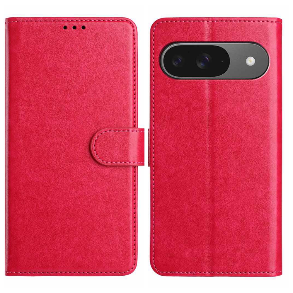 For Google Pixel 9 Wallet Phone Case Stand PU Leather Folio Flip Cover with 8 Card Slot - Rose